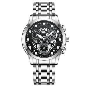Nouvelle montre pour homme à cadran ajouré, acceptant le logo personnalisé, mouvement à quartz, étanche, bracelet en acier lumineux, montre mécanique - Product Image 5