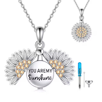 Bijoux de crémation Collier pendentif urne en argent sterling 925 3A Zircon tournesol gravé You Are My Sunshine