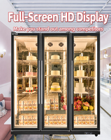 Vitrine de pâtisserie professionnelle de luxe, ventilée, sans givre, réfrigérée, avec éclairage LED à vision claire