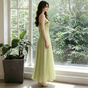 <span class=keywords><strong>Robe</strong></span> longue élégante en mousseline vert <span class=keywords><strong>sauge</strong></span> pour femme, coupe évasée, idéale pour les invitées de mariage en bord de mer, <span class=keywords><strong>robe</strong></span> longue éthérée pour les vacances d'été - Product Image 3