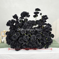 Bouquet de roses artificielles DKB de 80 cm, roses noires simulées, pour une décoration florale romantique pour une baby shower