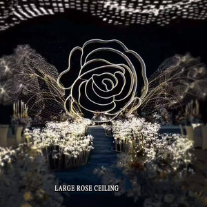 Manufacturers Wholesale New Wedding <b>Ceiling</b> Props Rose <b>Ceiling</b> Golden Yarn Hotel Wedding Hall Shadow Rose <b>Ceiling</b> - Product Image 1