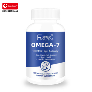 Complément personnalisé d'Oméga 7 à haute puissance 1000 mg pour la santé des cheveux, de la peau et des ongles, pour hommes et femmes, gélules molles d'Oméga 7 à base de plantes - Product Image 1