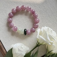 Bracelet de perles rondes en cristal naturel rose et blanc, pyroxène, flocon de neige fantôme, attire l'amour, unisexe, cadeau d'affaires doré