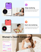 Montre connectée sportive ronde ultra-fine CE FCC HT39 pour couples, prise en charge des appels Bluetooth, écran AMOLED 466*466, surveillance de la santé féminine
