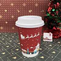 Nouveauté Gobelets en papier jetables de haute qualité pour boissons chaudes de Noël Logo d'impression personnalisé 8oz 12oz 16oz 22oz Styles à paroi unique