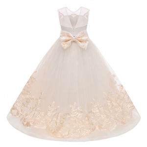 Robe de Soirée pour Enfants en Gros, Robe de Mariage Longue Champagne pour Filles, Robe de Princesse en Tulle pour Bébé - Product Image 4