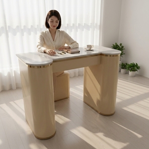 Mesa de Manicura Moderna y Elegante con Superficie de Mármol Premium, Cajones de Almacenamiento, Ecológica, para Estudios de Uñas Profesionales y Centros de Salón - Product Image 2