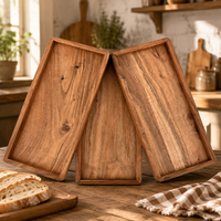 Plateau en bois d'acacia poli écologique au design contemporain pour la maison, les restaurants, les cuisines, les fêtes, les mariages, les cadeaux