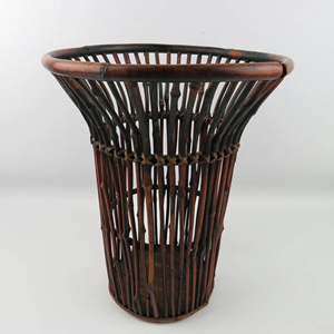 Corbeille à papier de bureau en bambou, porte-parapluie, panier de rangement, panier en bambou fait main, décor Japandi Wabi Sabi, OEM - Product Image 1