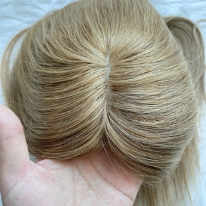 Top en soie vierge lisse EMEDA pour femmes, <span class=keywords><strong>filet</strong></span> <span class=keywords><strong>de</strong></span> <span class=keywords><strong>pêche</strong></span>, topper cheveux humains pour cheveux clairsemés - Product Image 4