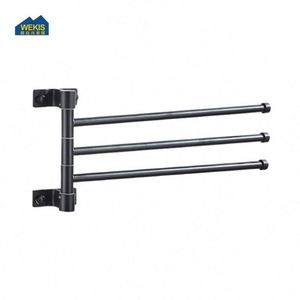 Toallero de Baño Moderno Negro de 5 Brazos, Soporte Organizador de Toallas, Barras Giratorias de Aluminio Montadas en la Pared con Gancho - Product Image 3