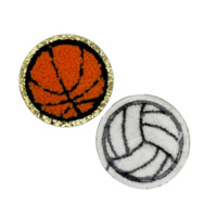 Logo de basket-ball de football rond personnalisé conception libre patchs en chenille ruban de vêtements de sport fer sur tissu brodé coton paillettes