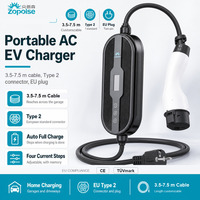 ZOPOISE ZA05 11KW IP66 Chargeur EV portable étanche de niveau 2 Type 2 Nouvelle application de charge WIFI pour station de recharge EV à domicile
