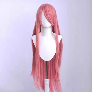 Peluca de cosplay para mujer, pelo largo y liso de 100cm, cubre toda la cabeza con flequillo, estilo Anime, pelucas elegantes para dar forma al rostro - Product Image 3