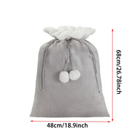 Sac cadeau de Noël 2026 en polyester avec cordon de serrage, bord pompon moelleux, pochette de rangement pour cadeaux du Père Noël, idéal pour les fêtes de fin d'année