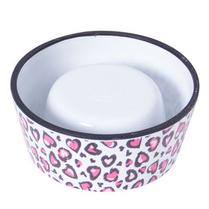 Manufactory Made Alta Qualidade Fácil Limpeza Leopardo Bonito Pet Alimentador Melamina <span class=keywords><strong>Dog</strong></span> Food Bowl Padrões Personalizáveis - Product Image 3