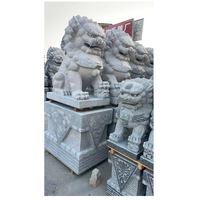 Sculpture d'animaux de jardin pour décoration de porte, chien Foo Fu en pierre de granit gris clair, hauteur 250 cm, statue de lion à vendre