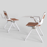 Chaise de conférence empilable ergonomique moderne avec tablette d'écriture et accoudoirs réversibles pour salles de conférence et écoles