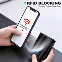 Porte-cartes magnétique pour homme, portefeuille anti-RFID, étui minimaliste en aluminium pour cartes bancaires, portefeuille à trois volets