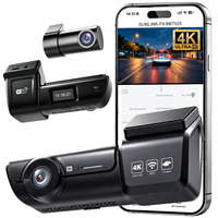 Caméra embarquée double objectif 4K Ultra HD avec enregistreur vidéo avant et arrière, Wi-Fi 5.8G intégré, GPS, ADAS, BSD et surveillance de stationnement 24h/24