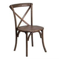 Chaise empilable en résine à dossier croisé, imitation bois vintage, pour mariage, salle à manger, événement, restaurant - Vente en gros fabricant