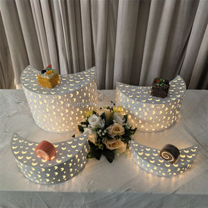 Support à gâteau en métal en forme de lune pour table de mariage, nouveau design, lumière LED blanche, support à gâteau pour table de dessert - Product Image 5