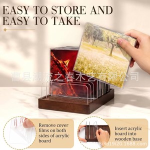 Soporte de madera para CD/DVD, estante con compartimentos de acrílico, estante de almacenamiento para discos de PS5, estante para discos de vinilo - Product Image 5