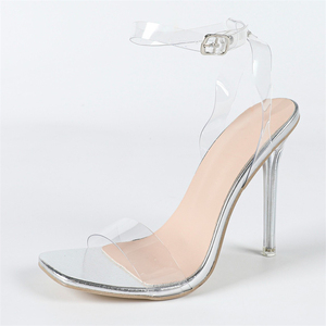 Nouvelles sandales d'été à talons hauts argentées transparentes pour mariée, design élégant et sexy à bout pointu, chaussures de mariage - Product Image 1
