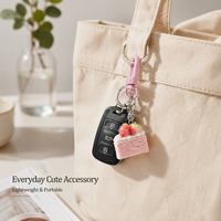 Porte-clés en résine imitation alimentaire, pendentif ananas, fraise, pain grillé, breloques de sac mignonnes et kawaii, cadeau pour filles