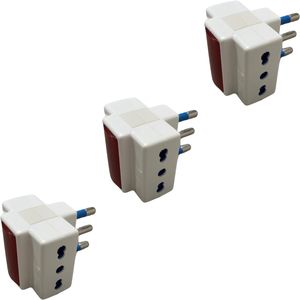 Ensemble d'adaptateurs de voyage Gloca, lot de 3 avec 2 prises 10 16A 250V, prise universelle blanche - Product Image 1