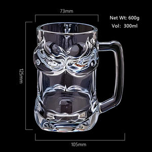 300 מ "ל גברת יופי גוף בצורת גוף זכוכית לבירה בעיצוב גוף ייחודי - Product Image 4