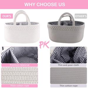 Handmade Cotton Rope Nursery Storage Babykorb, tragbares Baby Windel Caddy Baumwoll seil für Wickelt isch/Auto - Product Image 3