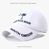 Casquette de baseball ajustable en coton 6 panneaux pour femme, style coréen, tendance, protection solaire estivale, avec broderie machine motif lettres