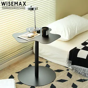 Wisemax móveis de sala de estar, mobiliário minimalista, mesa de café preta e metal, com flor, formato de ondulado, sofá criativo, mesa de chá