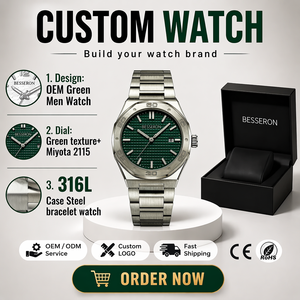 Reloj Octagonal BESSERON para Hombre, Movimiento de Cuarzo Japonés Miyota, Resistente al Agua 5ATM, Acero Inoxidable 316L, Brazalete Integrado, Lujo OEM - Product Image 5
