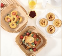 Papiers de cuisson carrés jetables pour friteuse à air, en papier sulfurisé brun anti-frisottis, imperméables et résistants à l'huile, pour la cuisson en four et friteuse à air