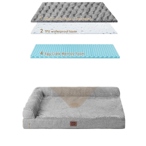 Cama para Perro Antideslizante e Impermeable de Felpa de Coral y Poliéster, Ortopédica, Rectangular, con Patrón Sólido, Extraíble y Lavable para Uso en Jaula - Product Image 4