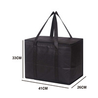 Grand sac isotherme noir avec doublure en aluminium, réutilisable pour les courses et la livraison de nourriture, commandes en gros