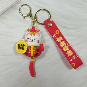 แจกตัวอย่างฟรี - พวงกุญแจ PVC 3 มิติ แบบกำหนดเอง การ์ตูนแมวกวักจีน ของขวัญ ตุ๊กตาแมวนำโชค ของขวัญสำหรับรถยนต์ กระเป๋า จี้ห้อย พวงกุญแจยาง - Product Image 3
