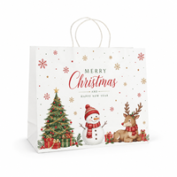 Sac en papier kraft personnalisé pour Noël, imprimé sur mesure, recyclable, durable, pour emballages cadeaux et shopping, idéal pour les petites entreprises (fabricant OEM)