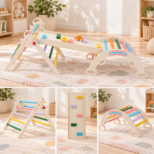 Structure d'escalade en bois souple pour enfants, ensemble arche et rampe, jouet d'escalade pour aire de jeux intérieure et extérieure, pour les enfants de 2 à 3 ans - Product Image 5