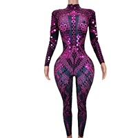 Costumes de danseuse gogo pour femmes, pierres scintillantes, cristaux, paillettes, combinaison une pièce, bodycon, performance scénique, fête
