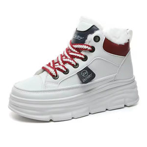 Zapatillas deportivas casuales de invierno para mujer 2026, con cordones, de caña media, impermeables, con interior de felpa, suela gruesa y versátil. - Product Image 1