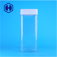 Pot en plastique PET transparent carré personnalisé de qualité alimentaire OEM pour aliments secs pour animaux, sucre, épices, aliments en conserve et collations - Étanche et sans BPA