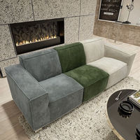 Canapé modulaire moderne personnalisable en velours côtelé moelleux pour salon, sectionnel carré disponible en plusieurs couleurs pour hôtels