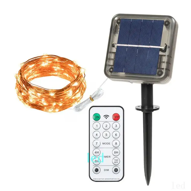 Outdoor Decorative Waterproof Solar Light With Remote Control LED String Copper Wire Garden Light String
