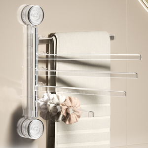 Clothing Organizer Drying <b>Rack</b> Wall Mounted Double Bar Rectangle Fixed Style Suction Cup Foldable <b>Clothes</b> Hanger - Product Image 1