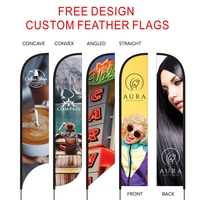 Personnalisé 2m 3m 4m 5m Plage Plume Drapeau Bannière Publicité Oriflamme Vente Signe Promotionnel Drapeaux avec Accessoires Kit Stand Base