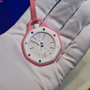 Q Y Fashion Pocket Royal <b>Watch</b> Analog Quartz Plastic <b>Case</b> Leather Band Unisex 3D Printing Dial Luminous Polygon Shape Pendant - Product Image 4